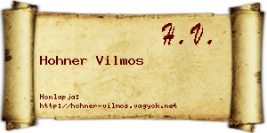 Hohner Vilmos névjegykártya